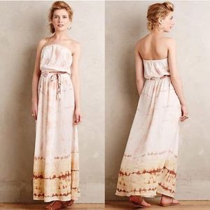 Anthropologie Gypsy Blush Shibori Maxi Tie Dress